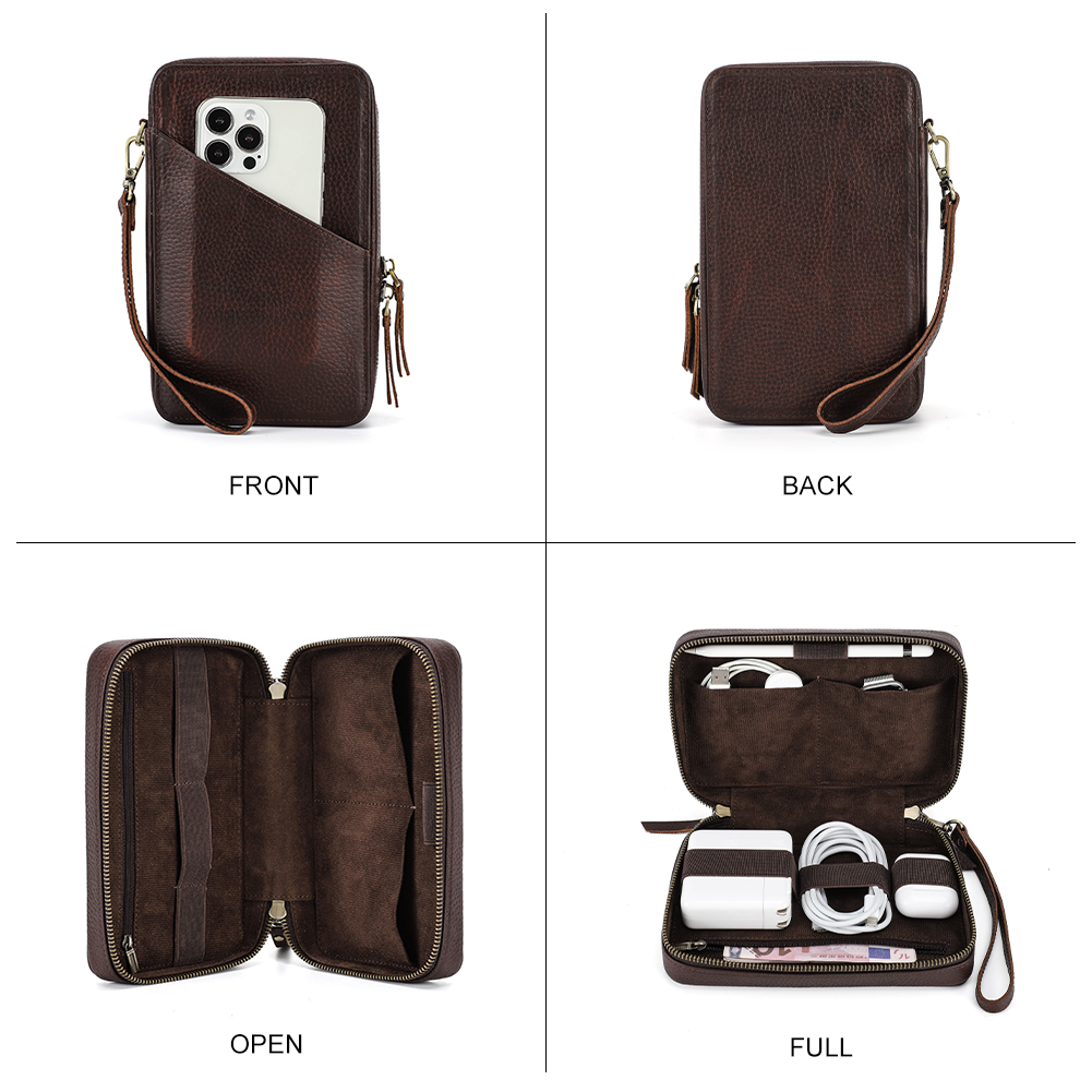 Genuine Leather Portable USB D - Tech Accessories Case 评论和价格