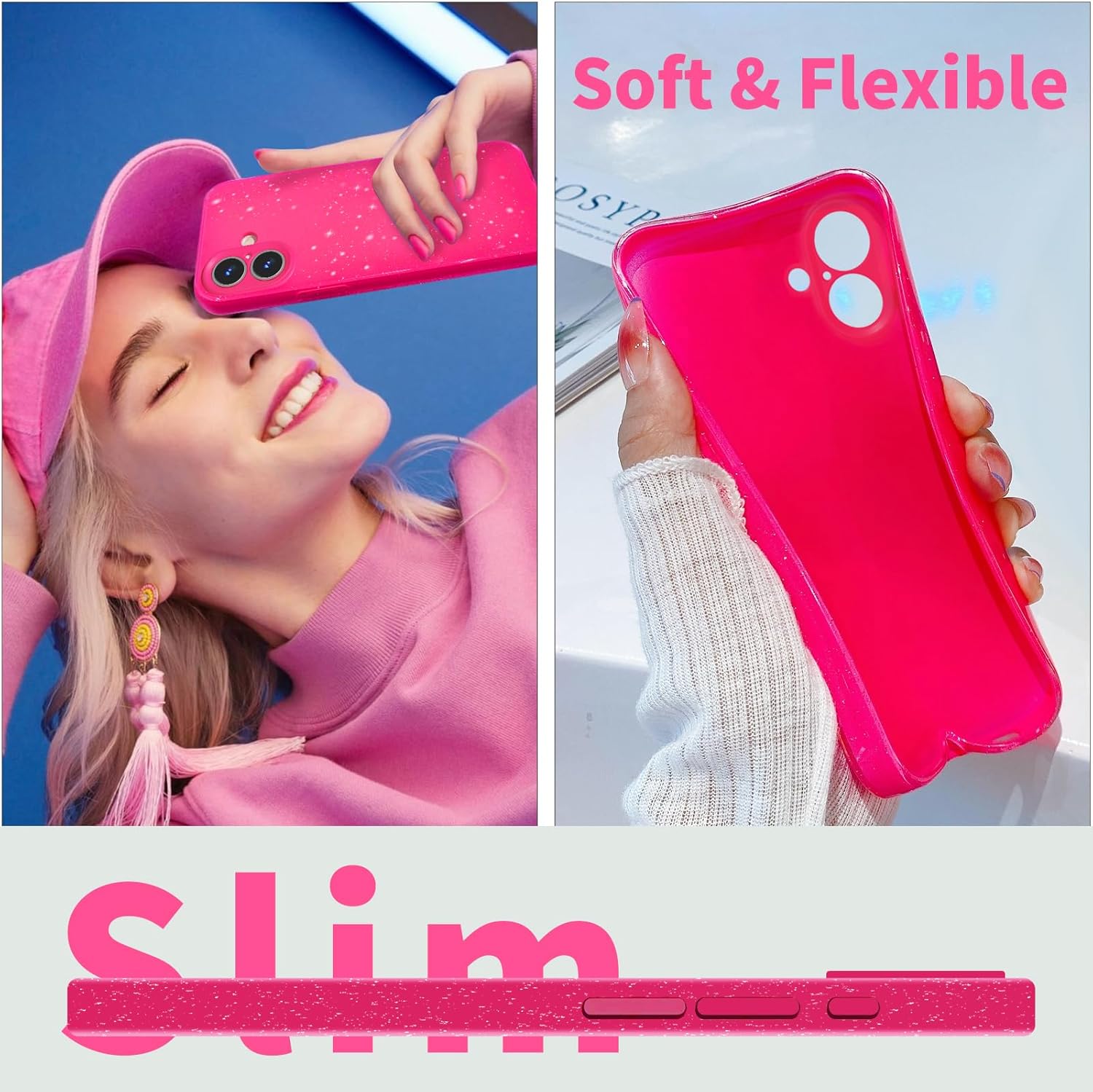 Hot Pink Rose Glitter Case For - Tech Accessories Iphone 评论和价格